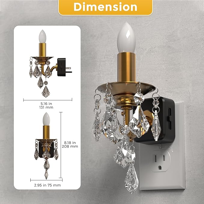 L LOHAS LED Flameless Candle Night Light, 2 Pack Night Lights Plug into Wall, LED Candle Night Light with Light Sensor, 0-100LM Dimmable Nightlight, for Dinning Room, Living Room, Bathroom, Hallway