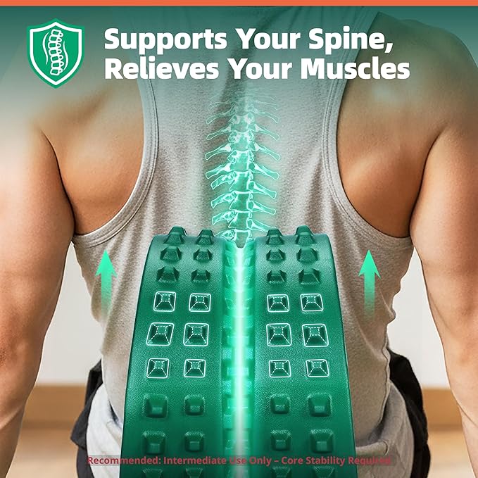 Back Roller for Back Pain Reliefn & Stretching, Deep Tissue Massage Roller Supports Up to 530 lbs / 240 kg, 5.5''-7.5'' Curved Foam Roller for Home Physical Stretching