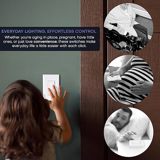 RunLessWire Single Pole Battery-Free DIY Wireless Light Switch Kit 150ft RF Range Self-Powered by Kinetic Energy for Fixtures & Outlets : 1 Remote Switch Controls 1 5A On/Off Receiver – Brown