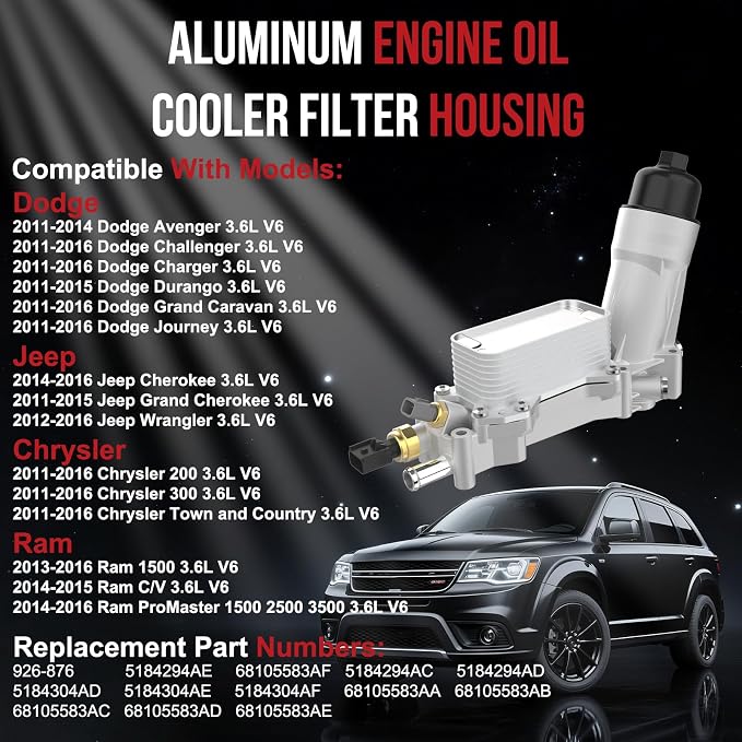 926-876 Aluminum Engine Oil Cooler Oil Filter Housing Adapter - Image 2