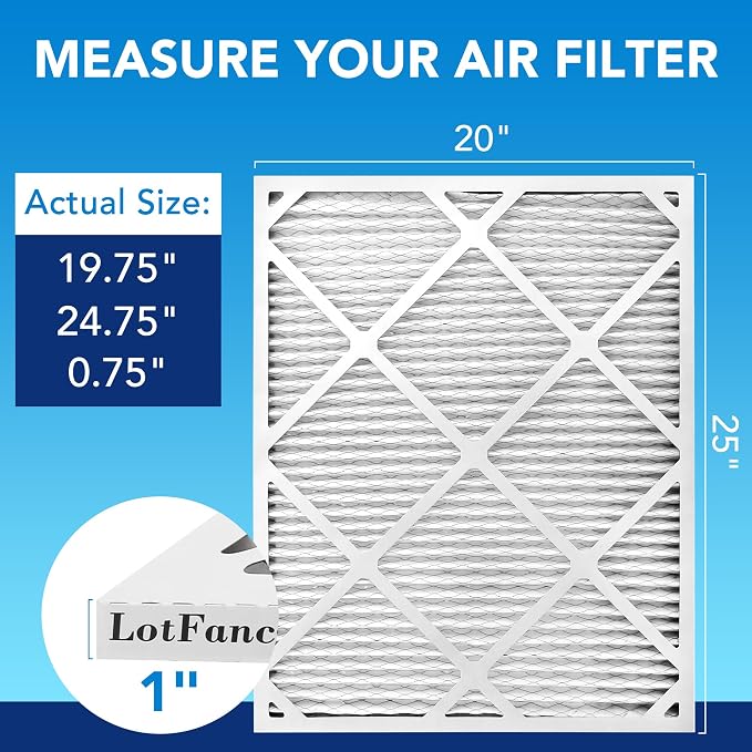 LotFancy 20x25x1 Air Filter MERV 13 6-Pack, Electrostatic Pleated HVAC Furnace - Image 2