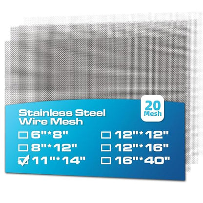 4 Pack 11x14 Inch Wire Mesh, 20 Mesh Stainless Steel Mesh, Never Rust Sturdy by AMZDEPOT