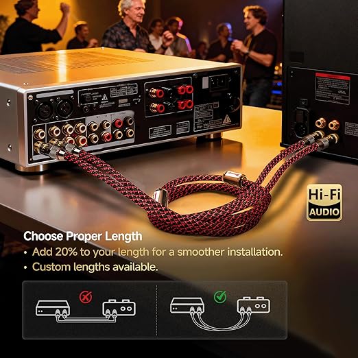 TODN HiFi 4-Core-OFC RCA Cables for Audiophile 2 RCA Male to Male Car Stereo Audio Cable with Shielding for Amps/Phono/Subwoofers (4.9ft/1.5m, 1 Pair)