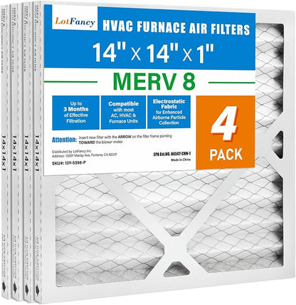 LotFancy 14x14x1 Air Filter MERV 8 4-Pack, Electrostatic Pleated Furnace & AC - Image 9