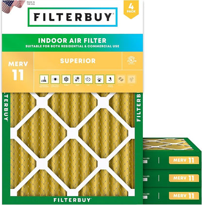 Filterbuy 14x20x2 Air Filter MERV 11 Superior Pet & Allergy Defense, by Filterbuy
