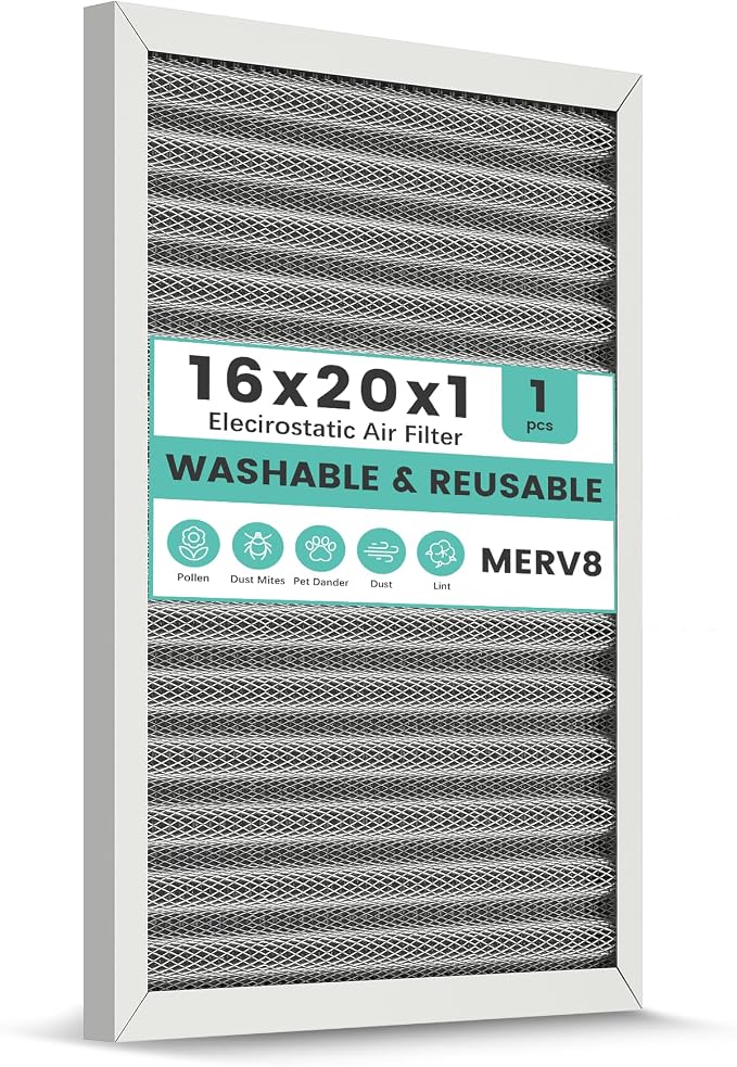16x20x1 Reusable Air Filter, Electrostatic HVAC AC Furnace Filter, Merv 8 by KEYINGXUAN