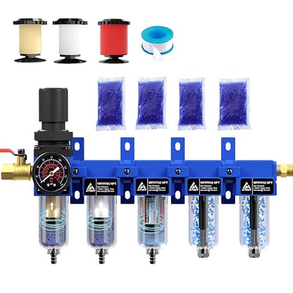 1/4'' NPT 5 Stage Air Drying System, Air Compressor Dryer System, 5 &0.5 &0.01 by ATINY
