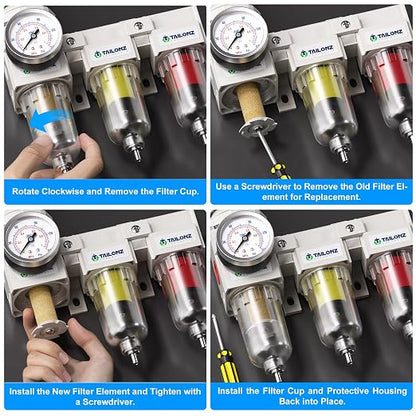 TAILONZ PNEUMATIC 0-150PSI 1/4 Inch NPT Grade 3 Stage Air Drying System - Image 6