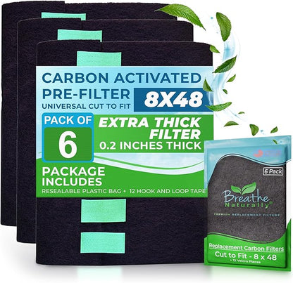 Breathe Naturally Universal 8x48 Cut-to-Fit Activated Carbon Filter Charcoal by BreatheNaturally