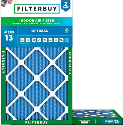 Filterbuy 11.25x23.25x1 Air Filter MERV 13 Optimal Smoke & Allergy Defense by Filterbuy