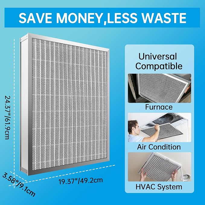 UBeesize 20x25x4 Air Filter HVAC AC Furnace Filter, Reusable Washable, Lasts a - Image 2