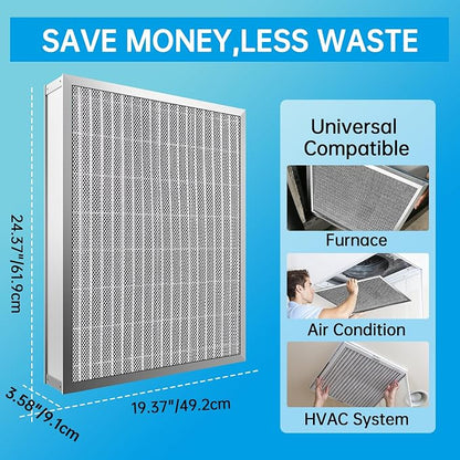UBeesize 20x25x4 Air Filter HVAC AC Furnace Filter, Reusable Washable, Lasts a - Image 2