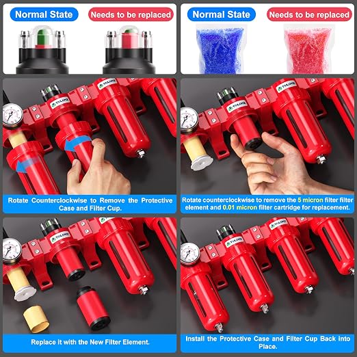 TAILONZ PNEUMATIC 0-150PSI 1/4 Inch NPT Red Industrial Grade 4 Stage Air Drying - Image 5