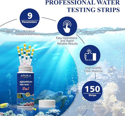 Aquarium Water Test Kit 9-in-1, Aquarium Ammonia Test Strips - Image 3
