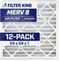 Filter King 24x24x1 Air Filter | 12-PACK | MERV 8 HVAC Pleated A/C Furnace by FilterKing