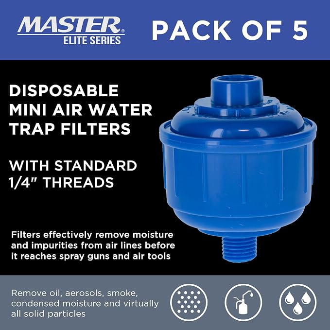 Master Elite Pack of 5 Disposable Mini Air Water Trap Filters - Image 2