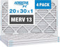 Aerostar 20x30x1 MERV 13 Pleated Air Filter, AC Furnace Air Filter, 4 Pack by AirFiltersDelivered