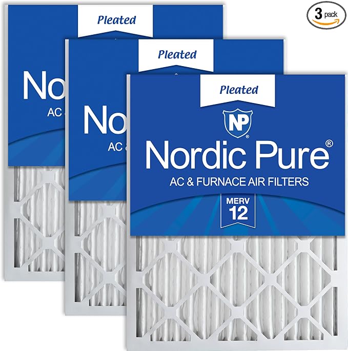 Nordic Pure 20x20x2 Pleated MERV 12 Air Filters 3 Pack by NordicPure