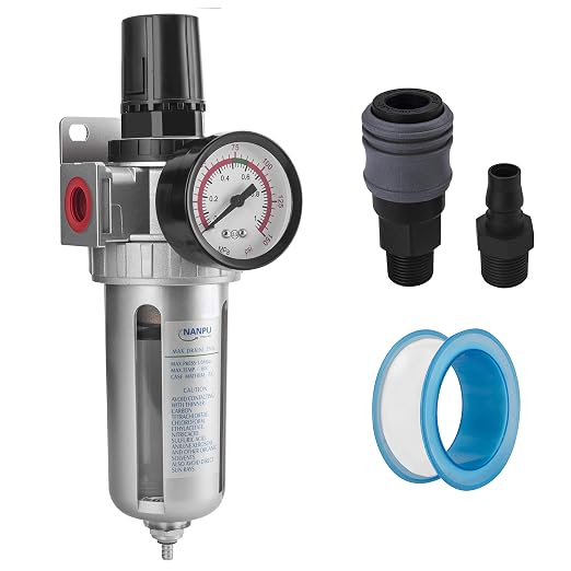 NANPU 1/2" NPT Compressed Air Filter Regulator Combo, Air Filter Pressure by NANPU
