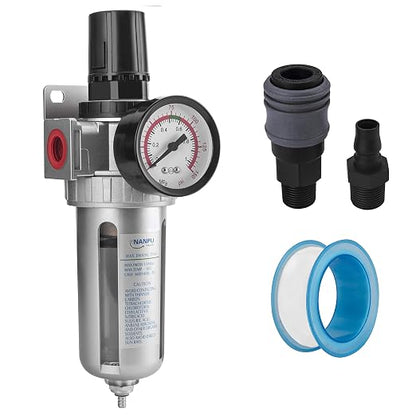 NANPU 1/2" NPT Compressed Air Filter Regulator Combo, Air Filter Pressure by NANPU