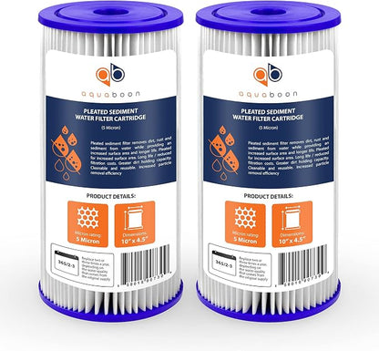 Aquaboon 5 Micron Pleated Sediment Water Filter 10 x 4.5 Cartridge by Aquaboon