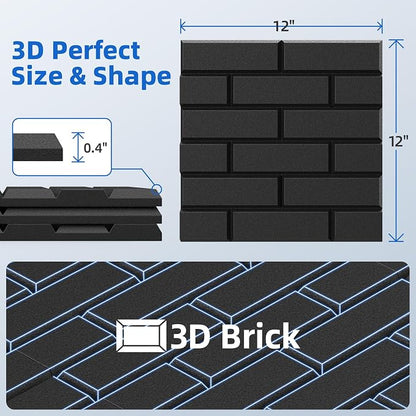 12 Pack Acoustic Panels with Self Adhesive, Soundproof Wall Panels, Brick Sound - Image 6