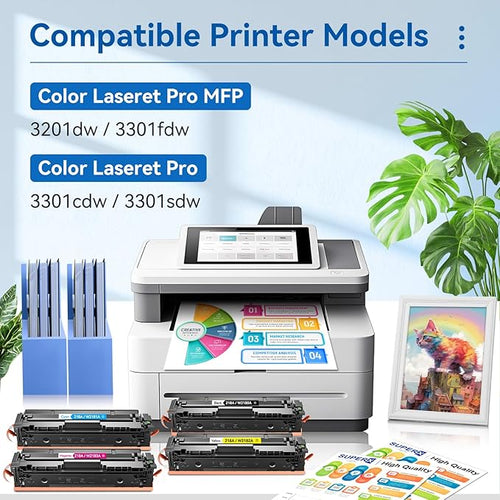 218A 218X Toner Cartridges 4 Pack 3301fdw with Chip Compatible Replacement for HP 218A 218X Color LaserJet Pro MFP 3301cdw 3201dw 3301sdw Printer W2180A W2180X High Yield (Black Cyan Yellow Magenta)