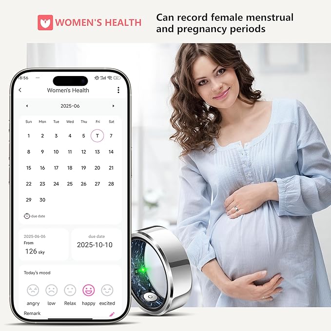 Smart Ring for Women Men, Fashion Minimalist Fitness Ring & Sleep Tracker Ring with Heart Rate, Blood Pressure,5ATM Waterproof Health Ring, No Subscription, Gifts for Women Men Gift (Silver,12)