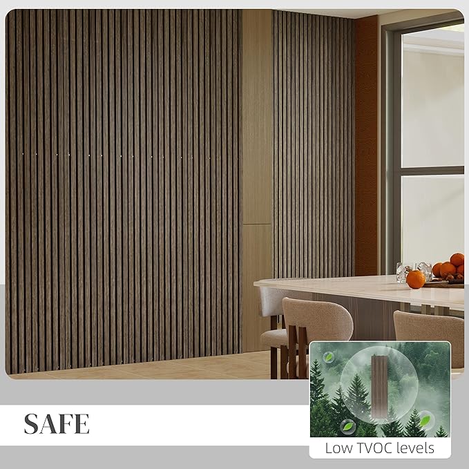 HOMCOM 4 Pack 3D Acoustic Panels, 95" x 8" Soundproof Wood Panels for Wall, Wood Slat Wall Paneling for Interior Ceiling, Office, Home Theater, Studio, Walnut