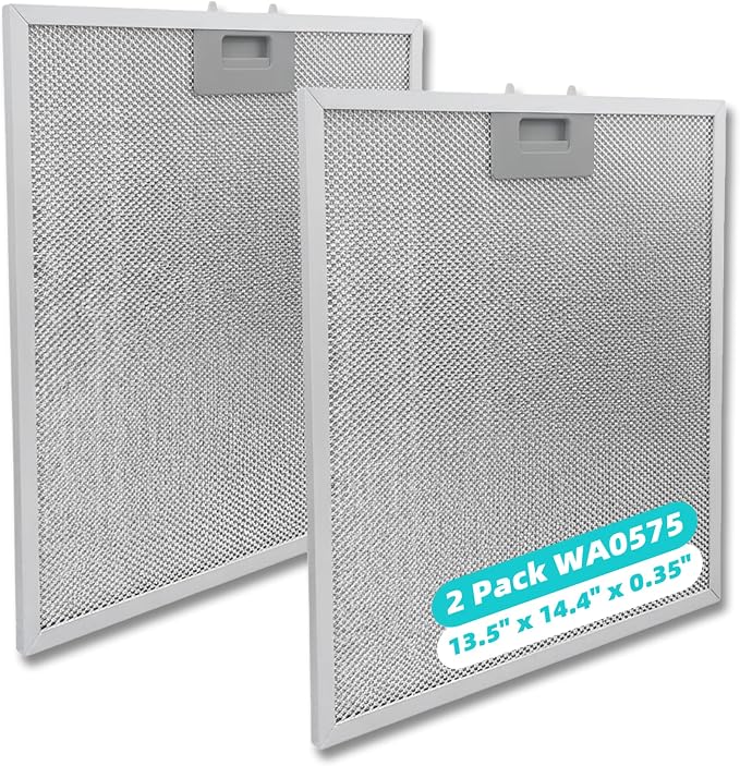2 Pack WA0575 Range Hood Filters 13.5" x 14.4" x 0.35", 5-Layer Aluminum Mesh by SOLSTEL