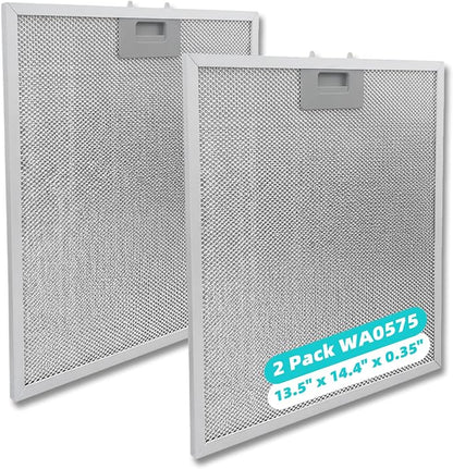 2 Pack WA0575 Range Hood Filters 13.5" x 14.4" x 0.35", 5-Layer Aluminum Mesh by SOLSTEL