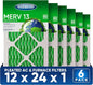 12x24x1 MERV 13 Air Filters, Actual Size: 13.70” x 23.70” x 0.75”, Pleated by Unknown