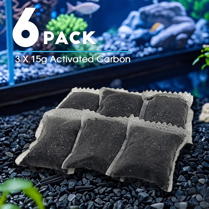 xcivi 6PCS Carbon Filter Media for Aquariums, Premium Activated Carbon - Image 2