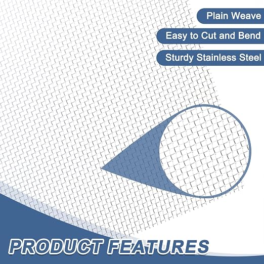 uxcell 16 Mesh 39" x 12" Woven Wire Mesh, 304 Stainless Steel Air Vent Filter - Image 3