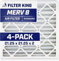 Filter King 21.25x21.25x2 Air Filter | 4-PACK | MERV 8 HVAC Pleated A/C Furnace Filters | MADE IN USA | Actual Size: 21.25 x 21.25 x 1.75"