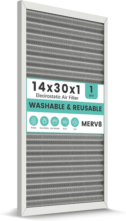 14x30x1 HVAC Furnace Air Filter, Washable Electrostatic Furnace Filter by KEYINGXUAN