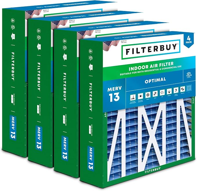 Filterbuy 17.5x21x5 Air Filter MERV 13 Optimal Smoke & Allergy Defense by Filterbuy