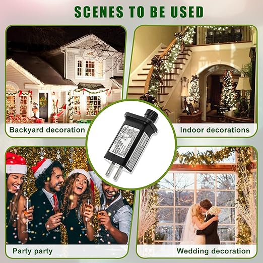 SIGANDG 12V 6W LED Transformer Replacement Class 2 Power LED Controller with 8 Modes Supply for Christmas String Light Inflatable Decorations IP44 Waterproof Low Voltage Transformer(2 Pcs)