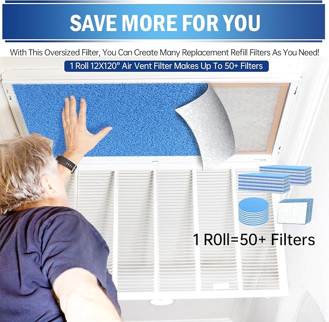 2 Rolls Air Vent Filters, MERV 8 Triple Vent Filter Kit - Image 4