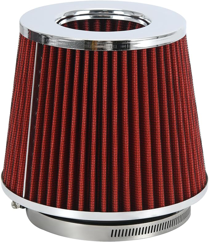 PTNHZ Universal Red 4" 102mm High Flow Cold Air Intake Cone Air Filter Power by PTNHZ+RACING