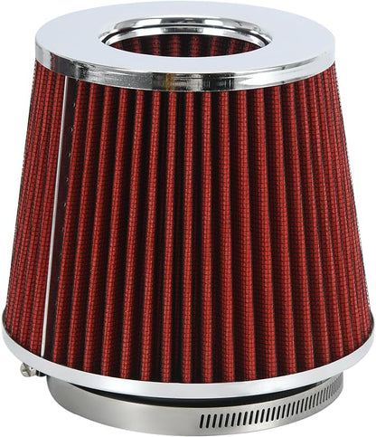 PTNHZ Universal Red 4" 102mm High Flow Cold Air Intake Cone Air Filter Power by PTNHZ+RACING