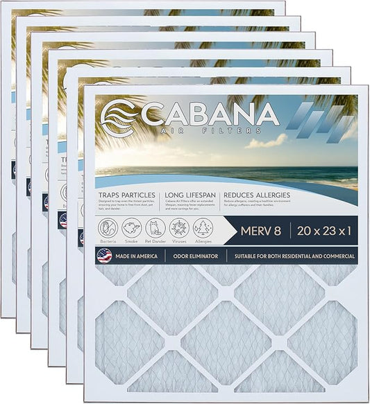 Cabana Filters 6-Pack 20x23x1 MERV 8 AC Furnace Air Filter by CabanaAirFilters