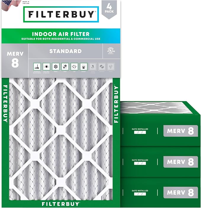 Filterbuy 12x24x4 Air Filter MERV 8 Essential Dust & Allergy Defense, by Filterbuy