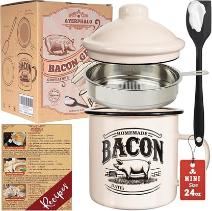 Bacon Grease Container with Strainer by Ayerphalo