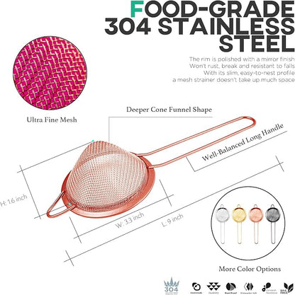 Homestia Fine Mesh Strainer for Kitchen, 304 Stainless Steel Cocktail Sieve - Image 5