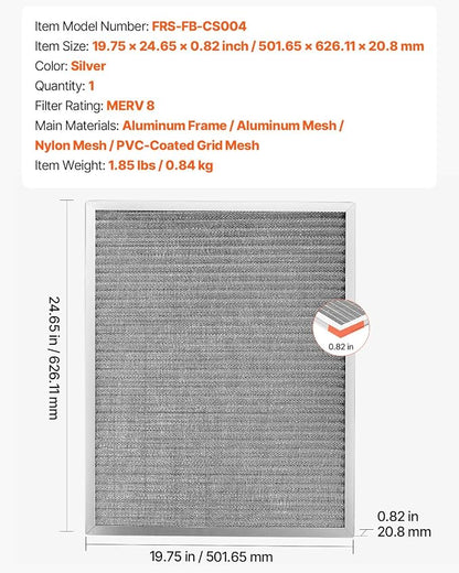 VEVOR 20x25x1 inch Electrostatic Air Filter, AC/HVAC Furnace Filter Washable & - Image 7