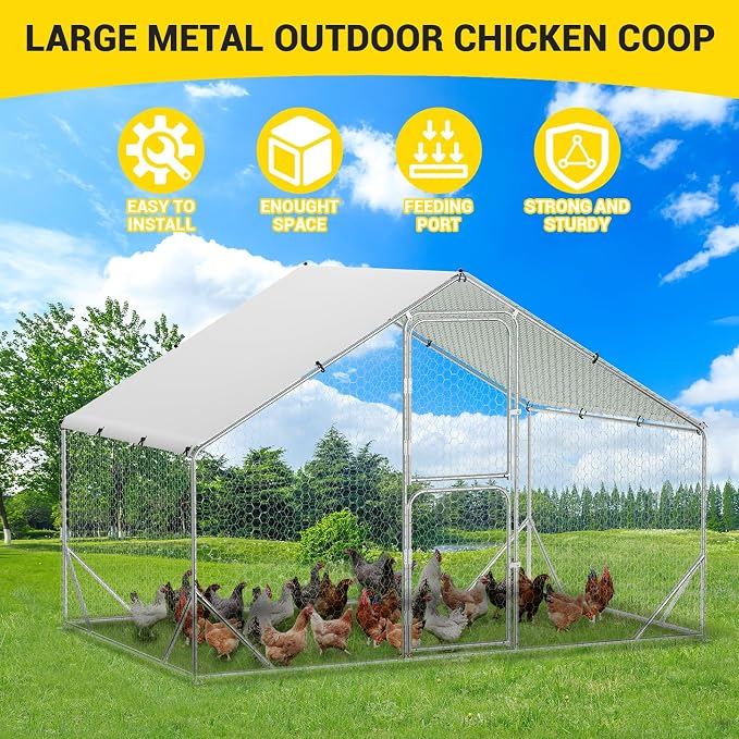 9.8X6.5x6.5FT, Large Walk in Chicken Run Pen Cage, Metal Coop Clearance - Image 6