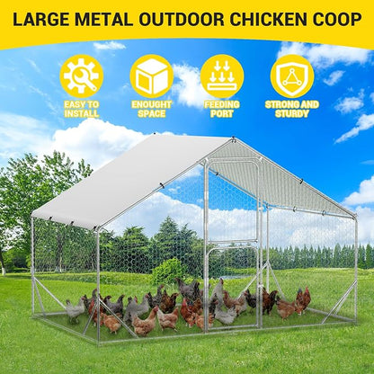 9.8X6.5x6.5FT, Large Walk in Chicken Run Pen Cage, Metal Coop Clearance - Image 6