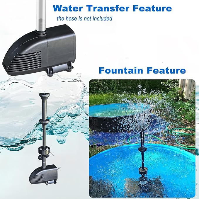 Pond Filter with Pump Fountain Kits, Submersible Pump Pond Fountain Koi Pond - Image 6