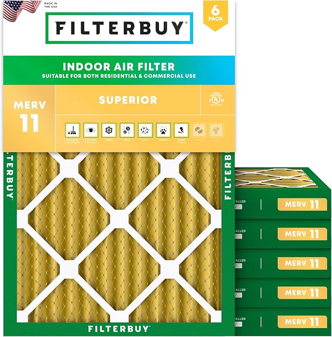 Filterbuy 14x20x2 Air Filter MERV 11 Superior Pet & Allergy Defense, by Filterbuy